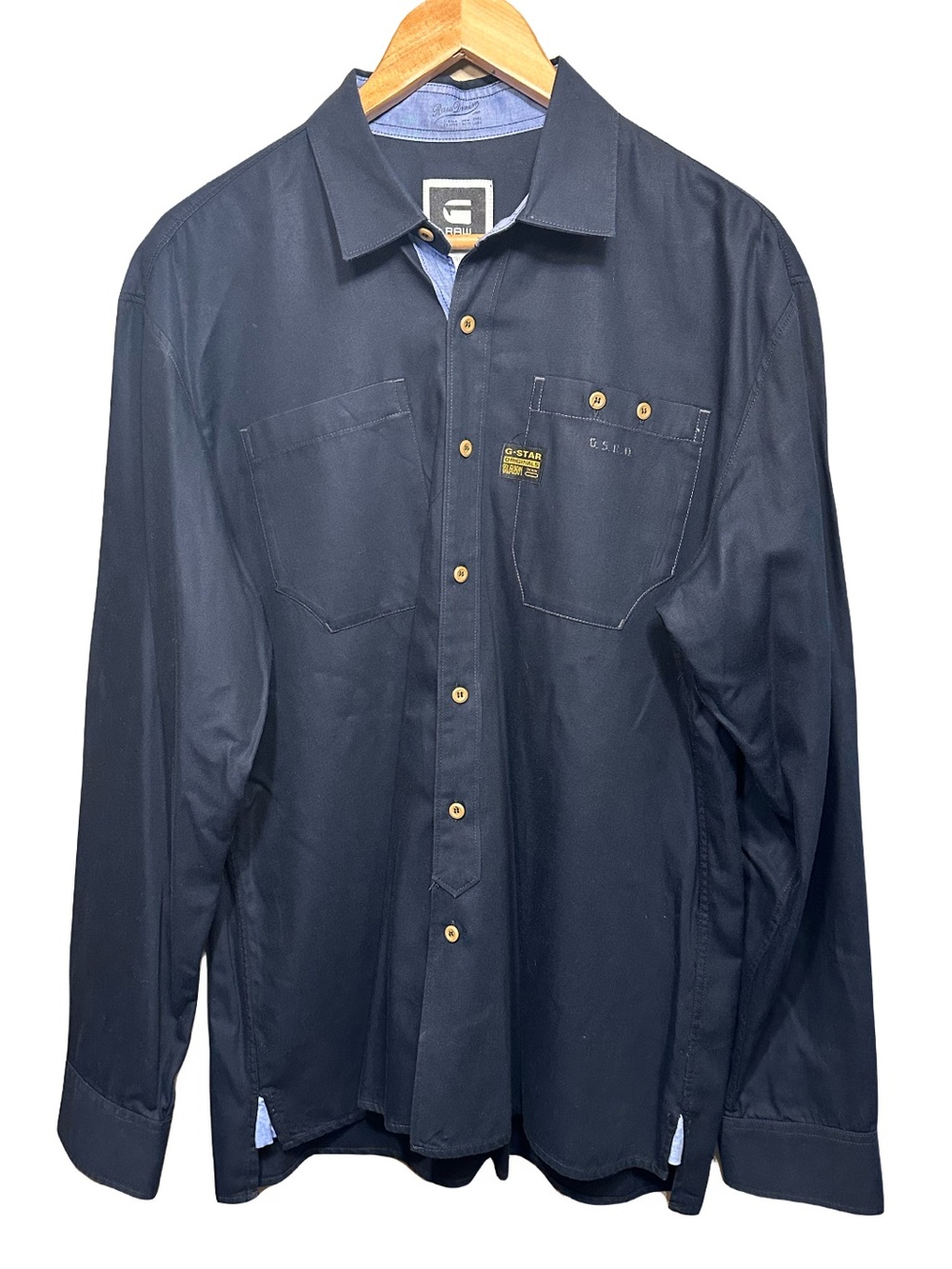 G-Star Raw Navy Long Sleeve Utility Workwear Button Up Mens XXL
